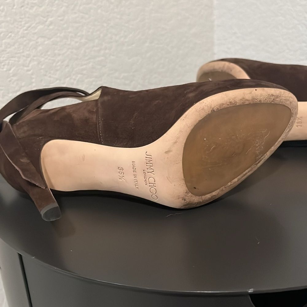 JIMMY CHOO Marina Tie Strap Brown Suede Booties, Size 36.5 (US- 6) - Picture 10 of 11